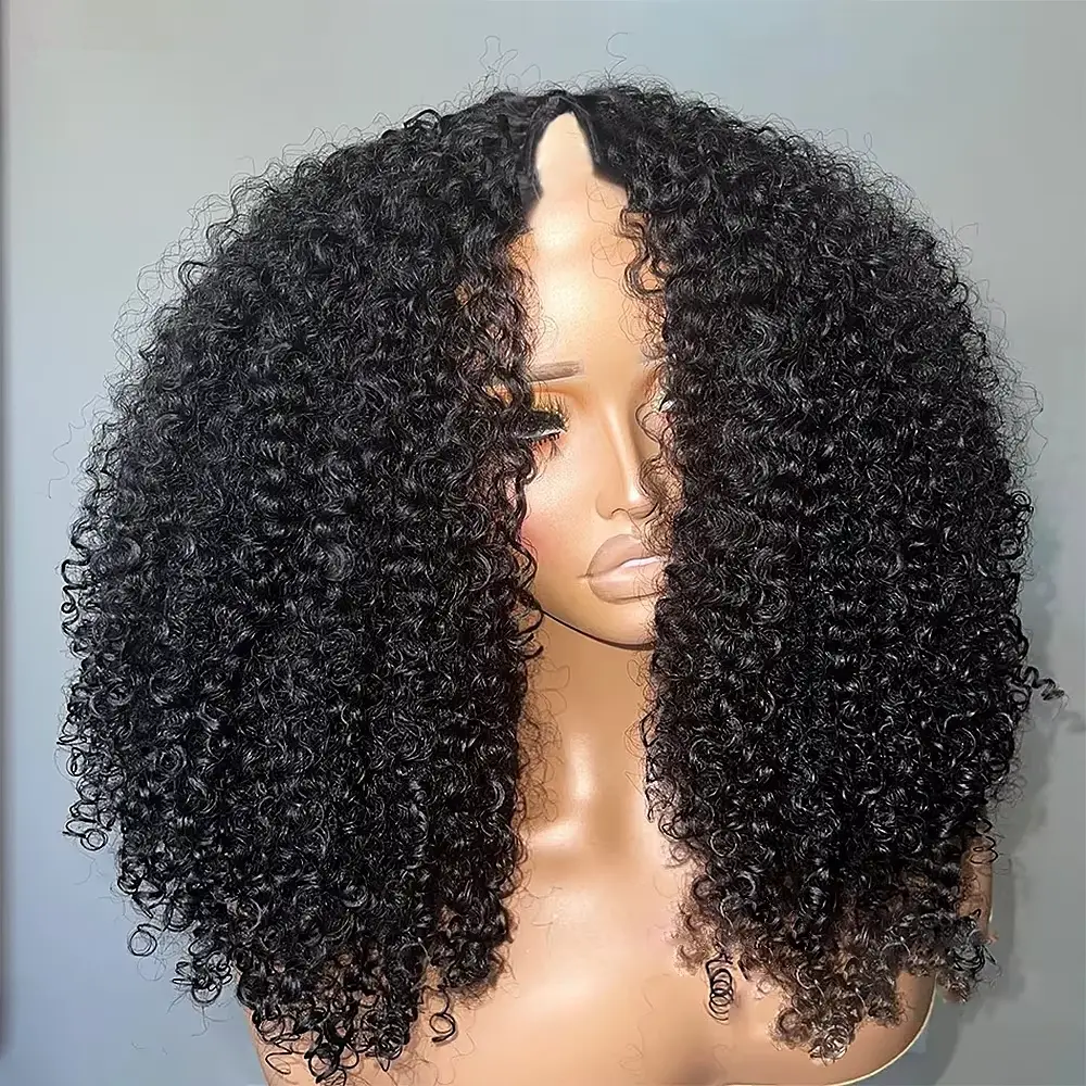 Silkwave Kinky Curly V Part Wig Human Hair No Leave Out Upgrade Deep Wave V Shape Wig Glueless Clip In Half Wig For Black Women