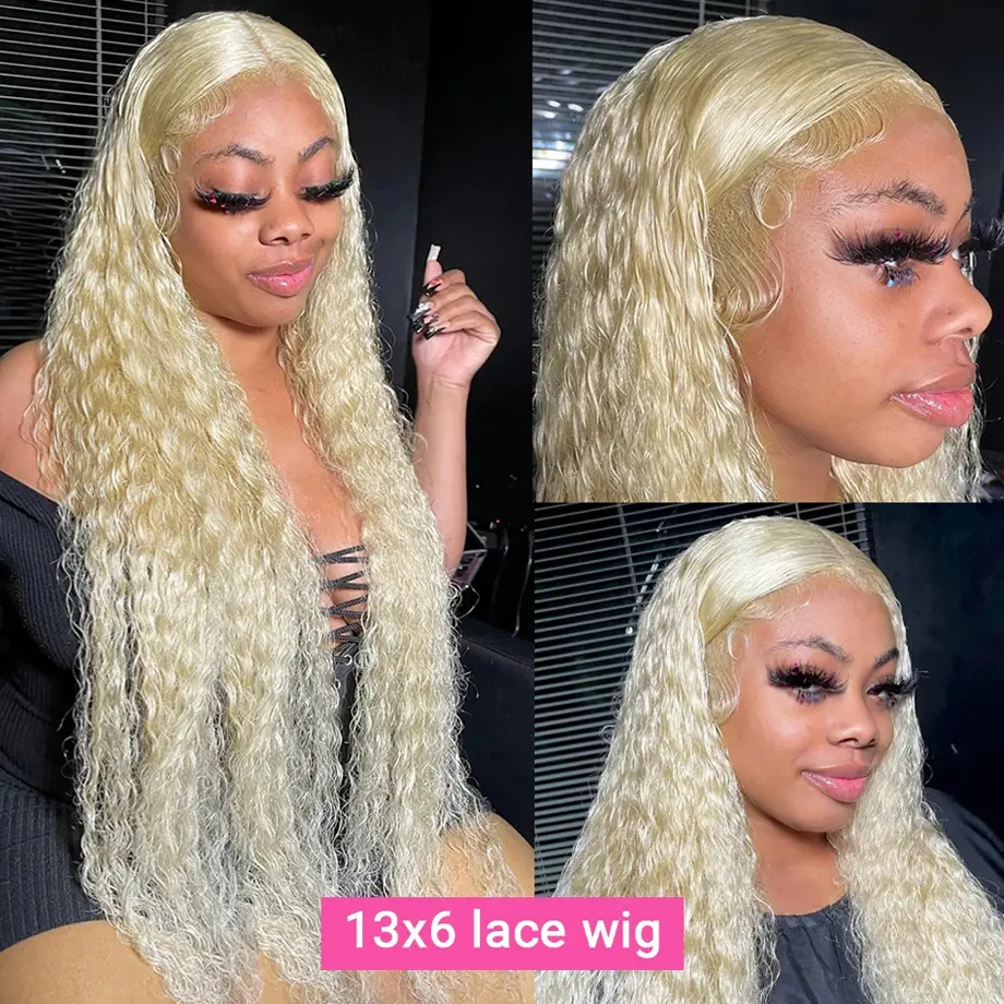 613 HD Lace Frontal Wig 13x6 Deep Wave Lace Front Human Hair Wig Honey Blonde Curly Wigs Colored Water Wave Wigs For Women