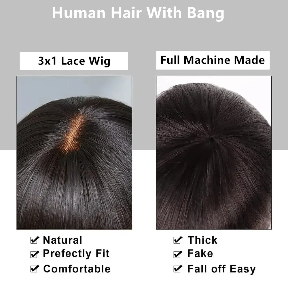 30 Inch Bone Straight Wig With Bangs Fringe Human Hair Wig For Women Brazilian On Sales Remy Hair 3X1 Lace Middle Part Wig Cheap