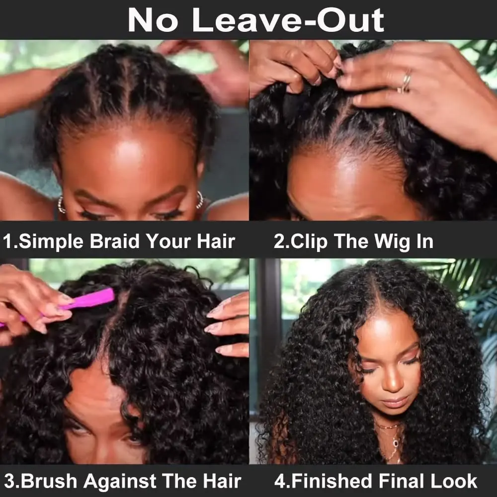Silkwave Kinky Curly V Part Wig Human Hair No Leave Out Upgrade Deep Wave V Shape Wig Glueless Clip In Half Wig For Black Women