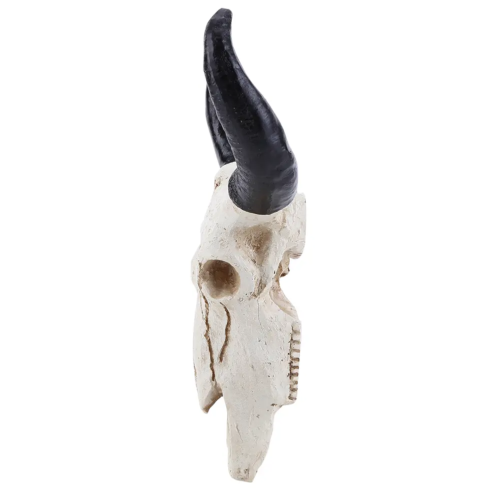 Longhorn Cow Skull Head Ornament Wall Hanging 3D Animal Statue Figurines Crafts Nostalgic Realistic for Home Halloween Decor