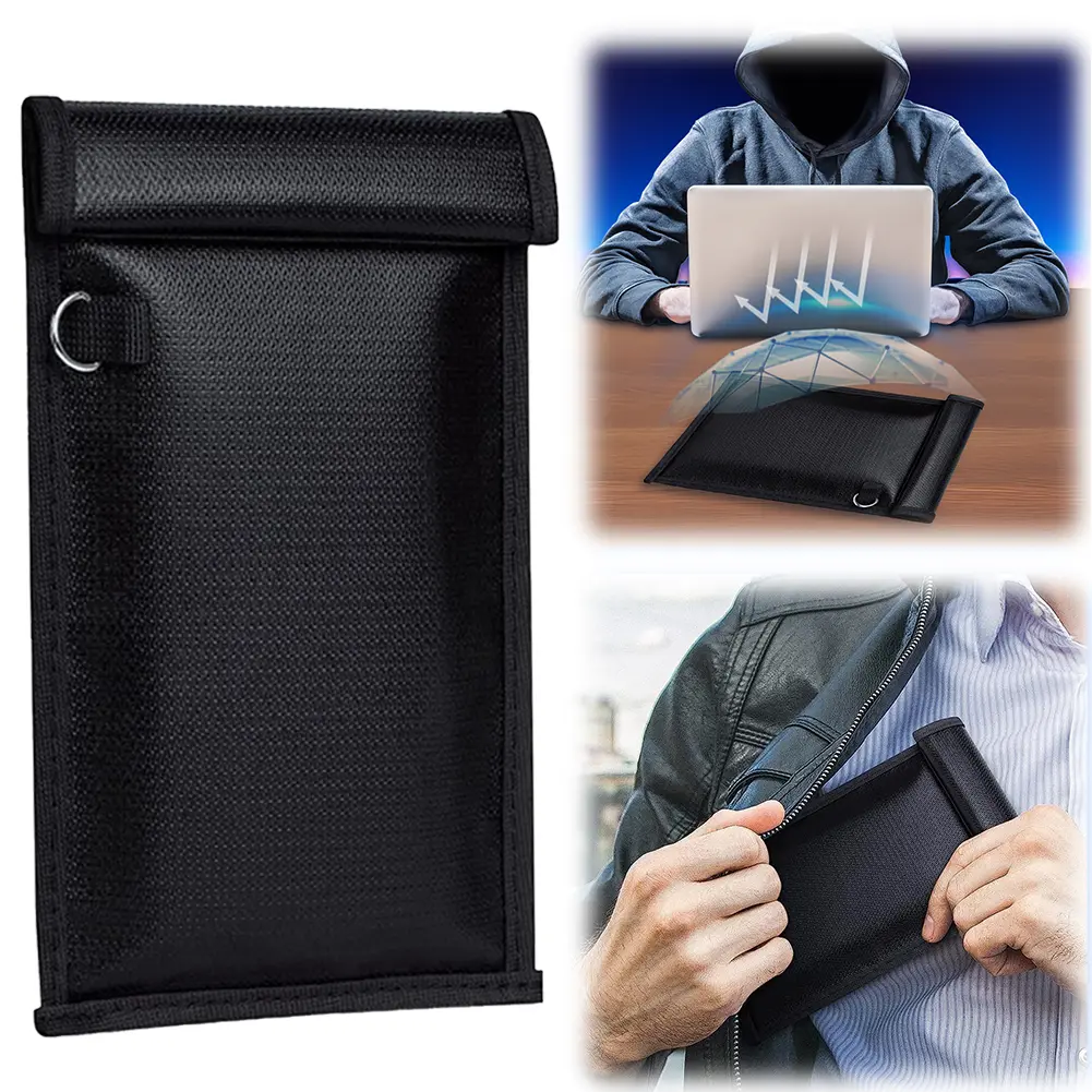 Cell Phone Shielding Pouch Fireproof Car Key Blocker Case Waterproof RFID Blocking Faraday Pouch for Privacy Protection