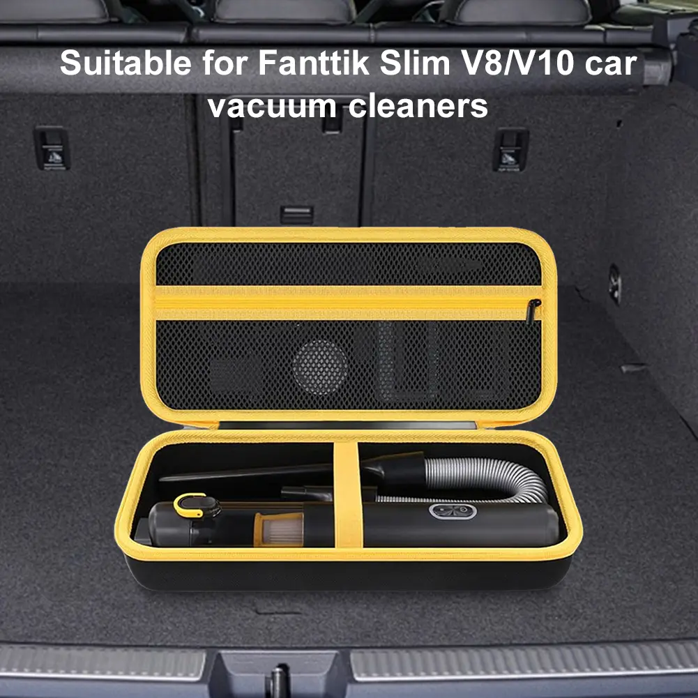 Car Vacuum Hard Case Dual Zipper Hard Storage Case Handheld Car Vacuum Storage Bag for Fanttik Slim V8/V10 Accessories