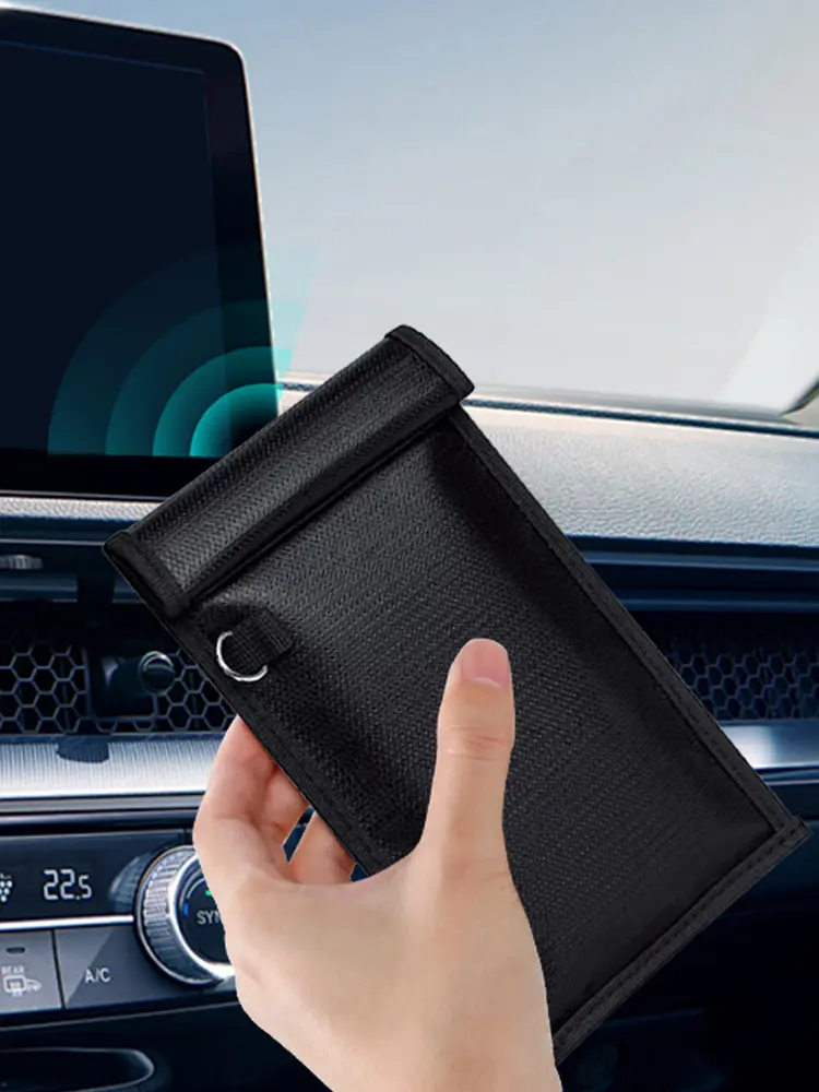 Cell Phone Shielding Pouch Fireproof Car Key Blocker Case Waterproof RFID Blocking Faraday Pouch for Privacy Protection