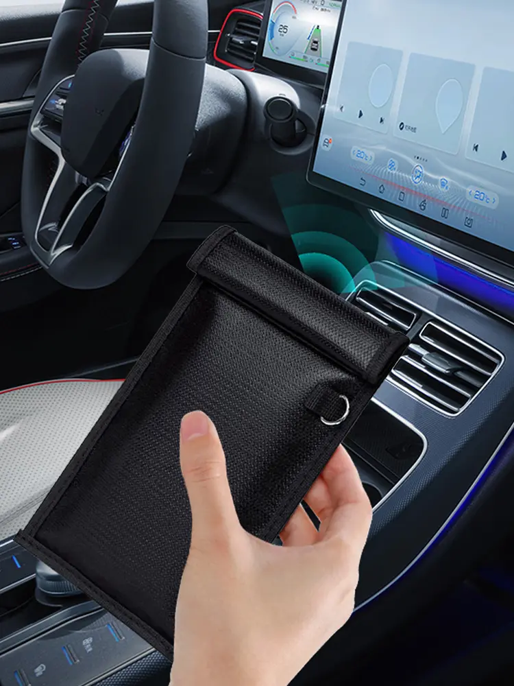 Cell Phone Shielding Pouch Fireproof Car Key Blocker Case Waterproof RFID Blocking Faraday Pouch for Privacy Protection