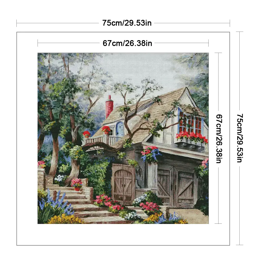 Full Embroidery Egyptian Cotton Thread 14CT Home Cross Stitch Kit Art 75x75cm