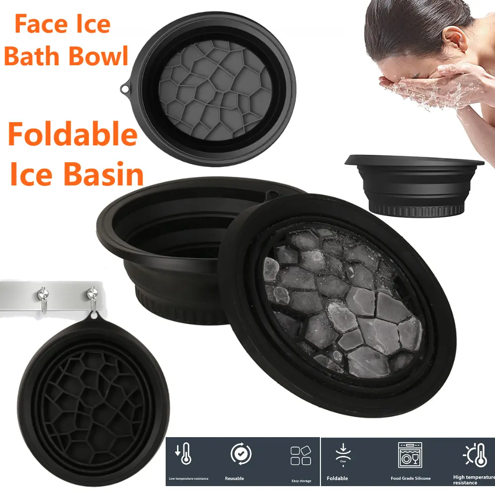 Collapsible Wash Basin Silicone Foldable Ice Basin Low/High Temperature Resistant Portable Skincare Basin for Skin Tightening