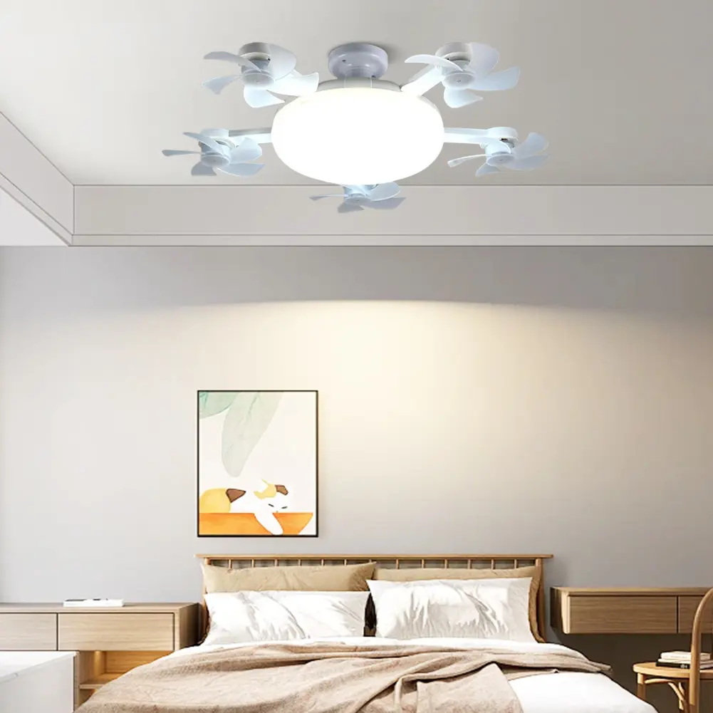 Screw-in Socket Light Fan with Remote Control Ceiling Fan Lamp 3 Wind Speeds for Living Room Bedroom Kitchen