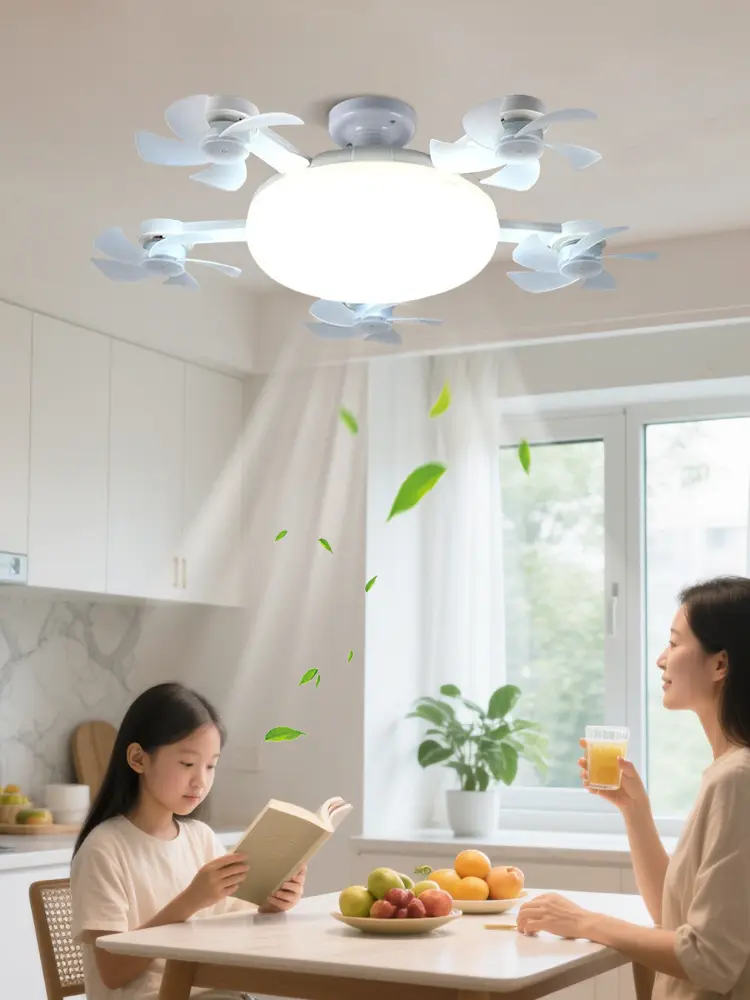 Screw-in Socket Light Fan with Remote Control Ceiling Fan Lamp 3 Wind Speeds for Living Room Bedroom Kitchen
