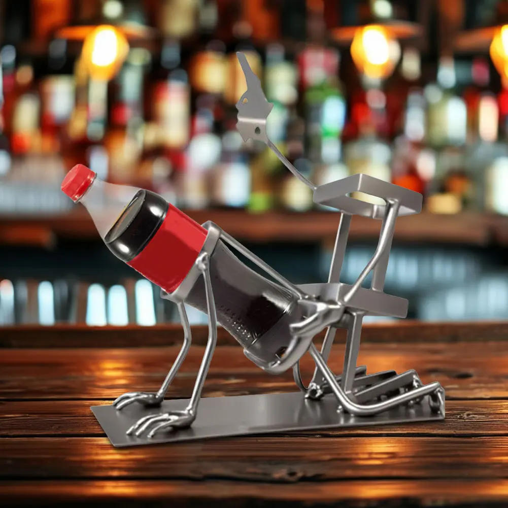 Retro Metal Red Wine Rack Skull Skeleton Design Wine Holder Beer Whisky Wine Bottle Display Rack Stand Bar Home Decor