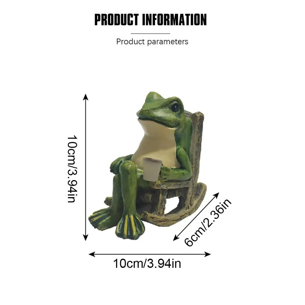 Miniature Frog Garden Statue Solar Garden Frog Decor Resin Frog Figurine Solar Light Outdoor Decor for Patio Yard Balcony Lawn