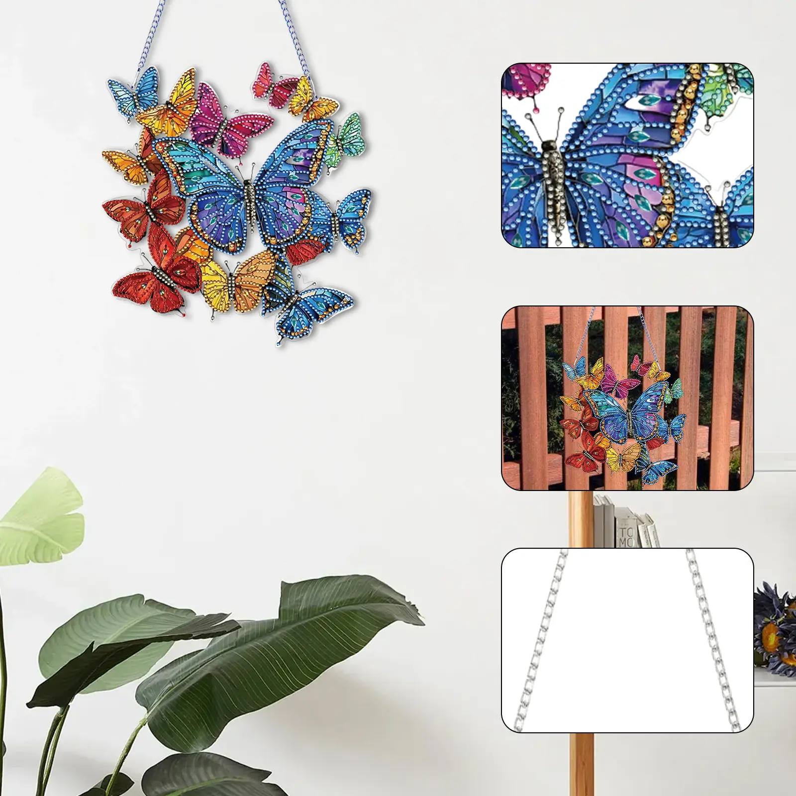 2D/Flat DIY Hanging Diamond Art Kits Diamond Painting Set Rhinestone Diamond Art Window Pendants Home Wall Decoration Crafts