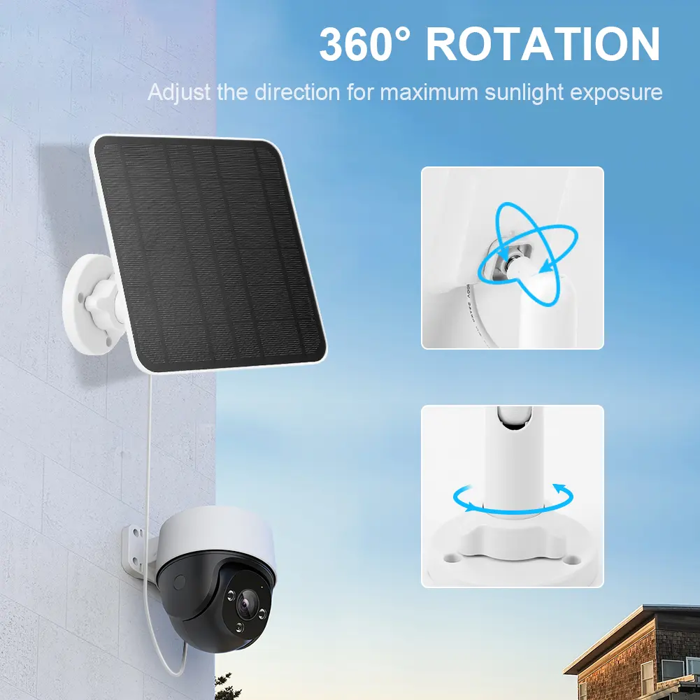 5V 6W Solar Panel IP65 Waterproof Camera Solar Panel 9.8 Ft Charging Cable 360°Adjustable Mounting for Eufycam 3/3C/2/2C/2 Pro