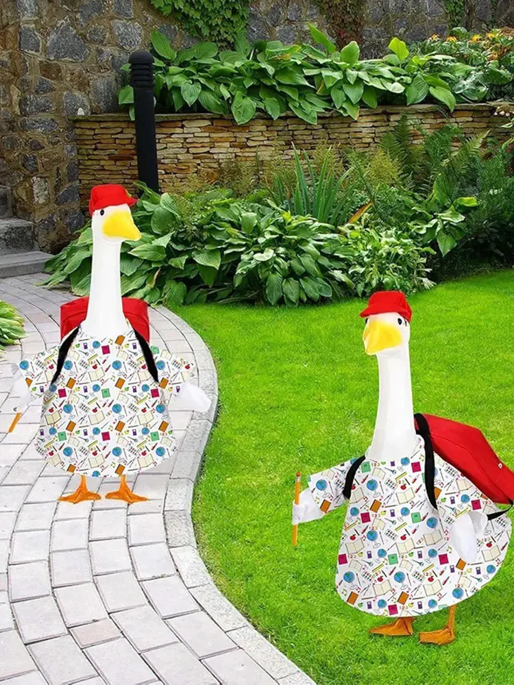 Back To School Porch Goose Outfits Goose Statue Clothes Lawn Goose Clothing for Indoor Outdoor Patio Yard Lawn Art Decor