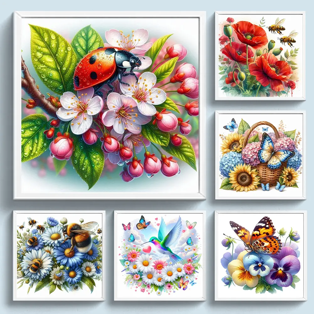 Full Embroidery Eco-cotton Thread 11CT Printed Flower Cross Stitch Kit Art