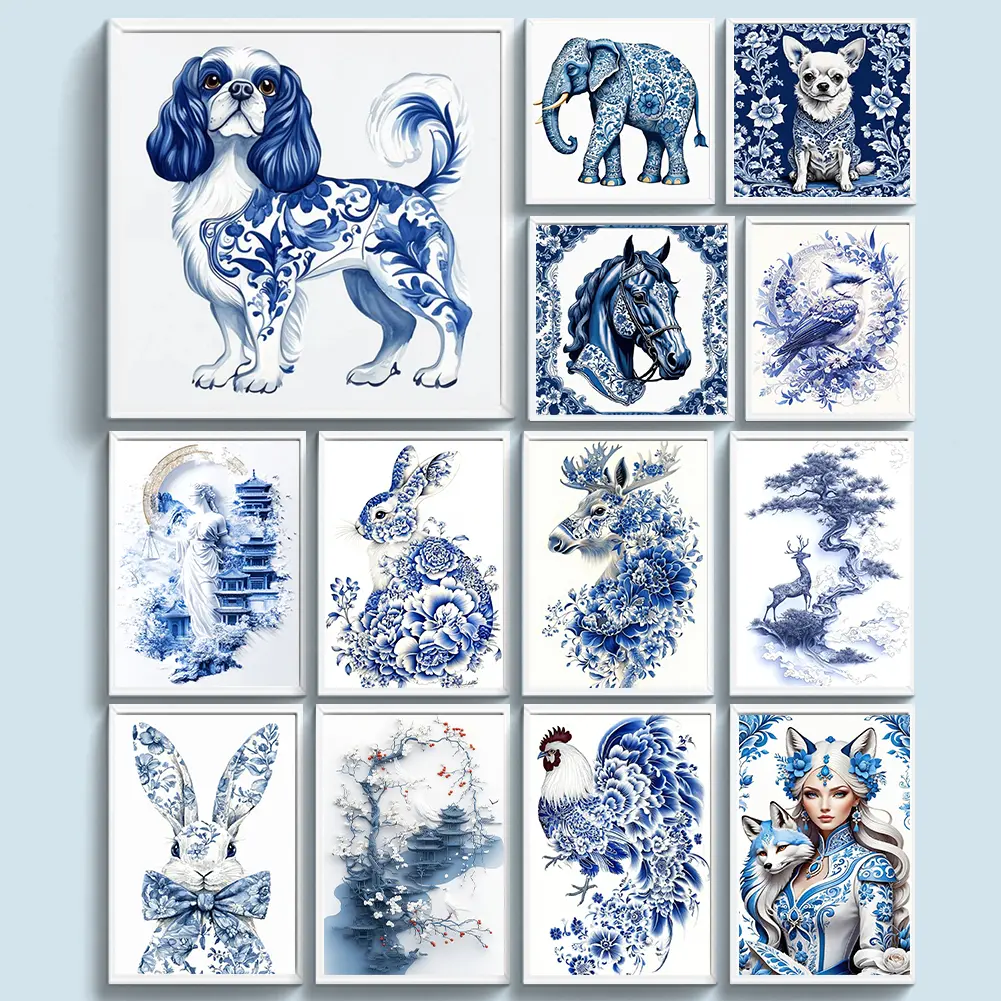 Full Embroidery Eco-cotton Thread 11CT Printed Porcelain Cross Stitch Kit Art