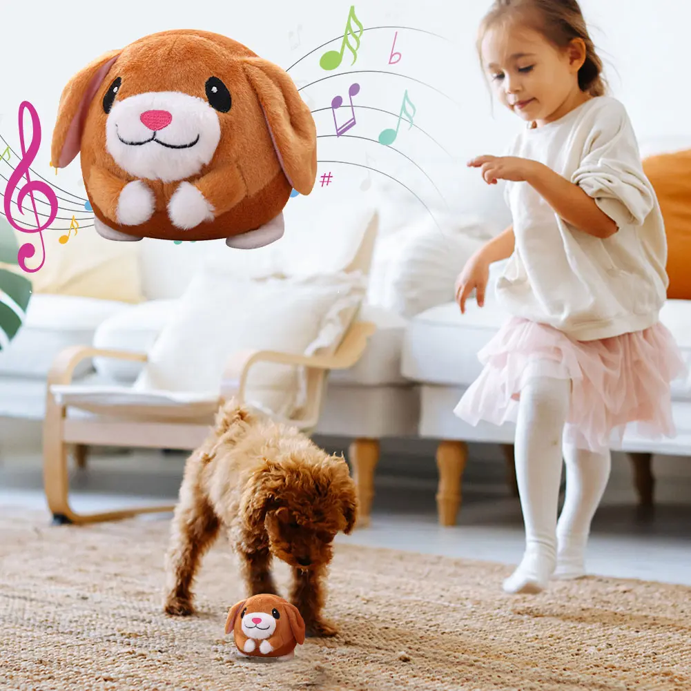 Cartoon Pig Active Moving Pet Plush Toy Washable Interactive Dog Toys USB Rechargeable Pet Bouncing Balls for Dogs Cats