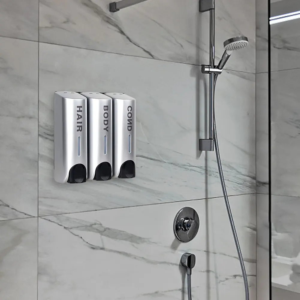 Triple 350ml Washing Lotion Soap Container Multi-Purpose Wall-Mount Heat-Resistant Large Capacity for Bathroom Accessories