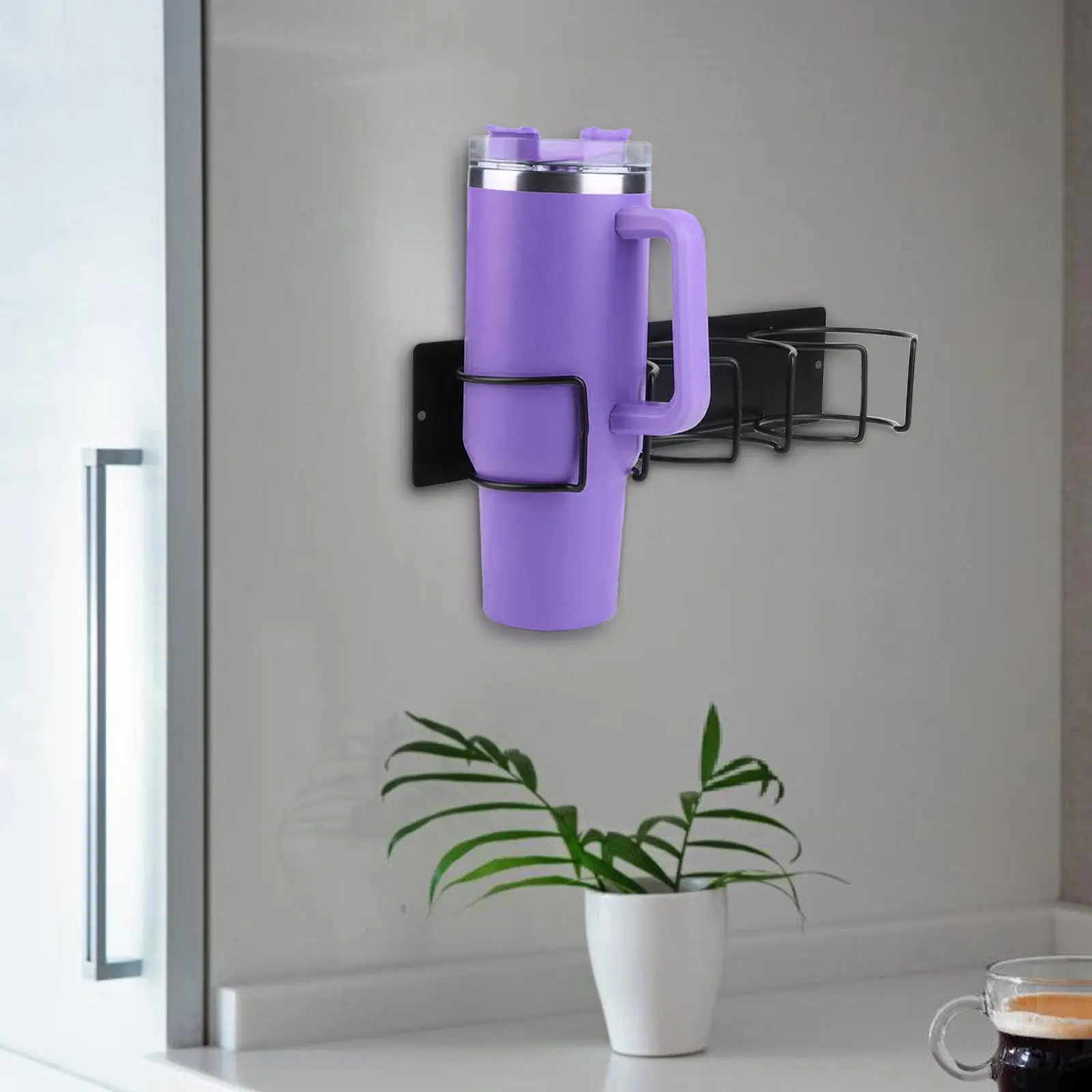 Magnetic Cup Holder Water Bottle Organizer Holder Holds 3 Cups Cup Storage Rack Cup Organizer Holder for Stanley 40 Oz Cups