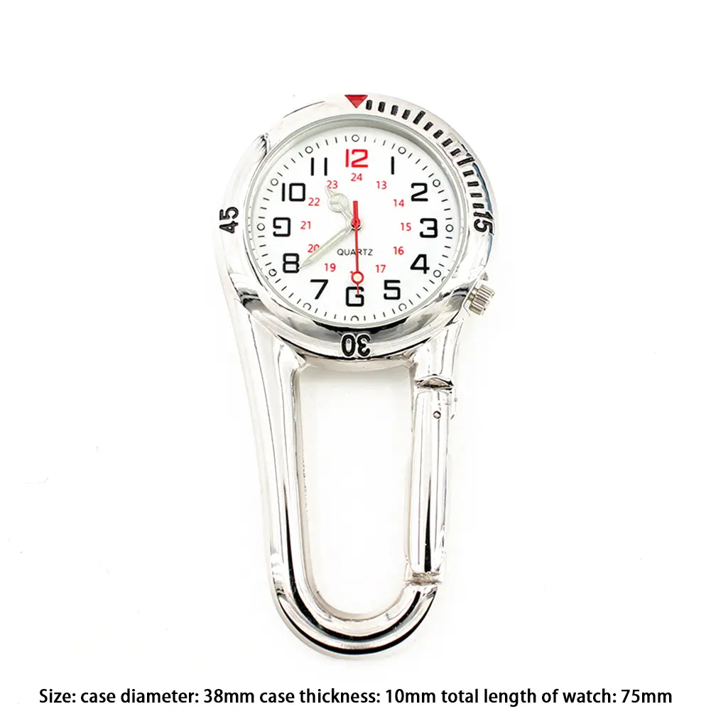Glow in The Dark Unisex Pocket Watch Survival Equipment FOB Snap On Carabiner Luminous Face FOB Watch For Hiking Mountaineering