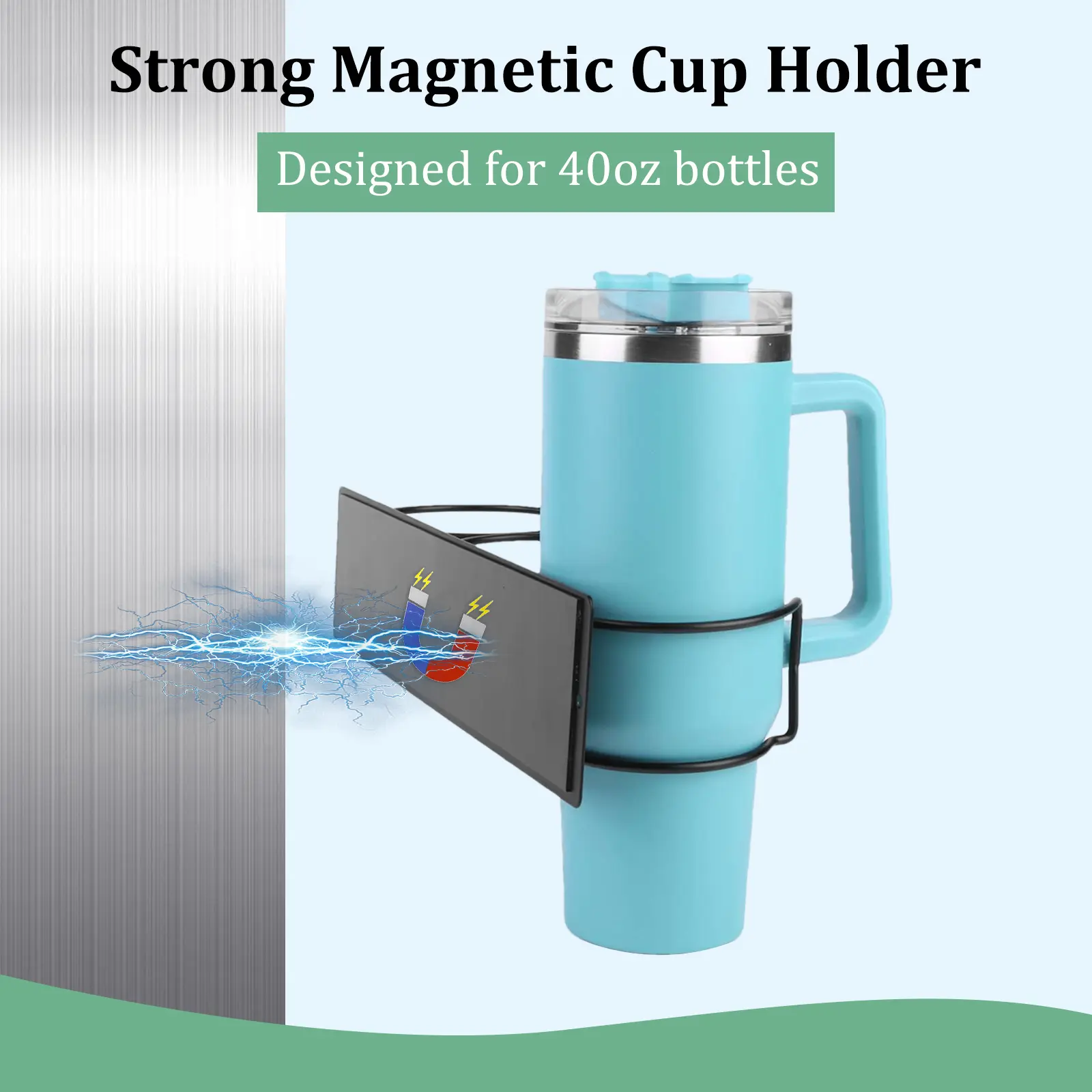 Magnetic Cup Holder Water Bottle Organizer Holder Holds 3 Cups Cup Storage Rack Cup Organizer Holder for Stanley 40 Oz Cups