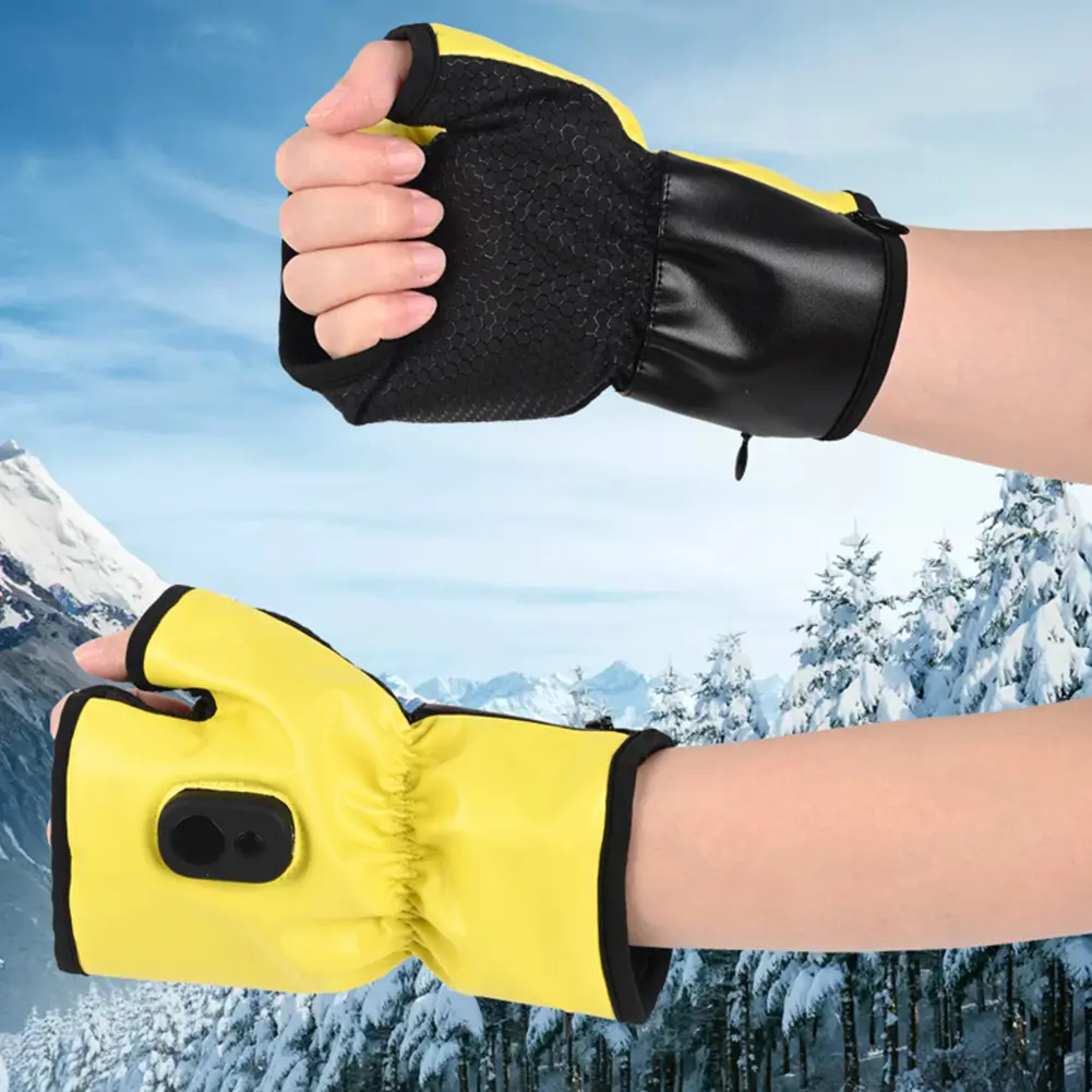 Electric Winter Gloves Fingerless Rechargeable Cold Weather Gloves Thermal Motorcycle Gloves for Men Women