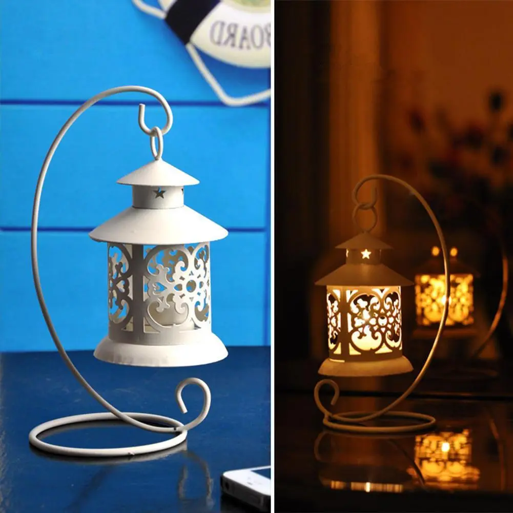 Elegant Hanging Night Light Hollow Candlestick Wrought Iron Home Furnishing Candle Tealight Holder Wedding Room Ornament