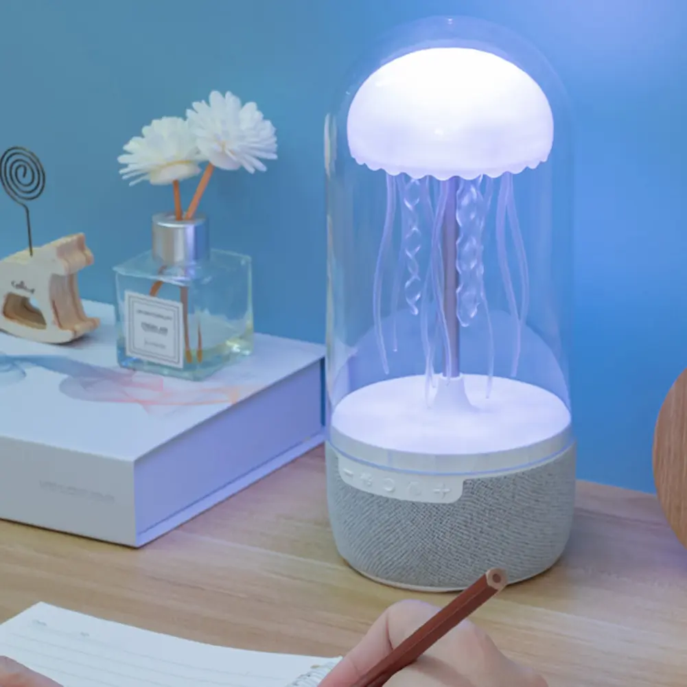 Creative Colorful Jellyfish Lamp Bluetooth Speaker HiFi Stereo 1800mAh Sports Jellyfish Speaker with Lights for Home Office