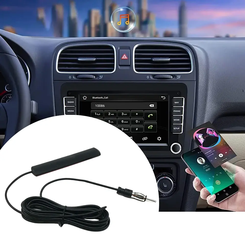DC 5-12V Car Interior Hidden Amplified Antenna 85-860Mhz Car Hidden Amplified Antenna Car Radio Patch Aerial for Truck Boat Auto