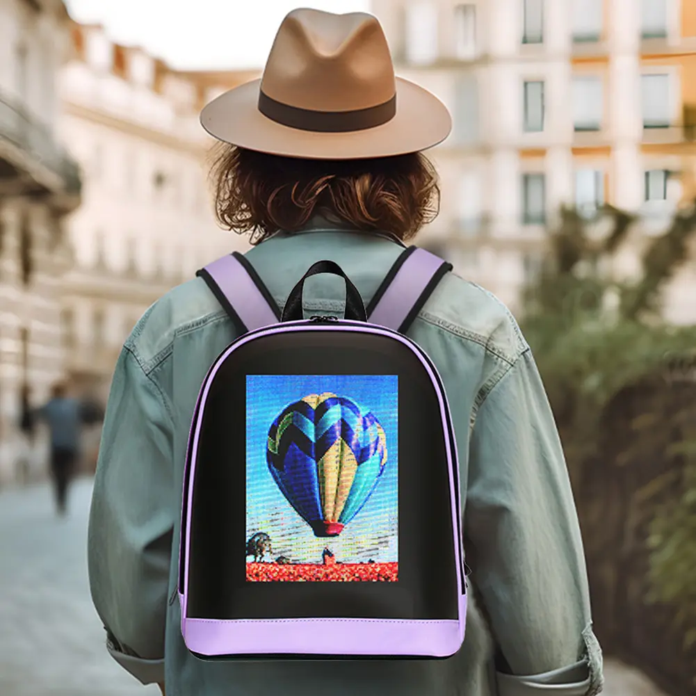 LED Motorcycle Backpack APP Control Portable Backpack Waterproof Outdoor Pixel Screen Bag for Outdoor Travel