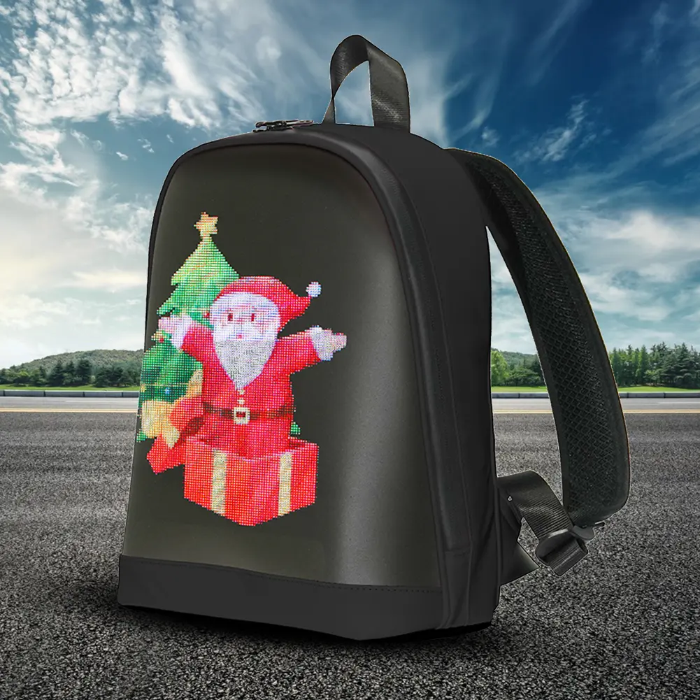 LED Motorcycle Backpack APP Control Portable Backpack Waterproof Outdoor Pixel Screen Bag for Outdoor Travel