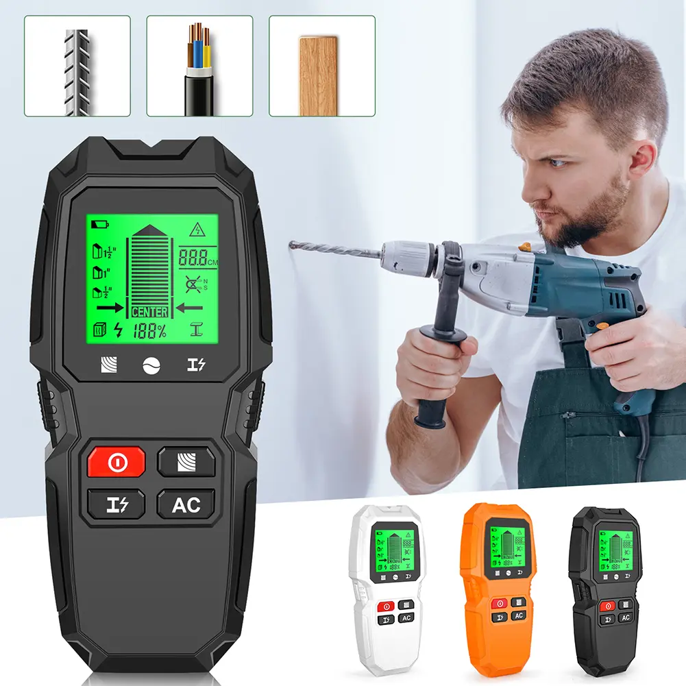 7 in 1 Stud Finder Tool with LCD Display Electric Wall Scanner Sensor High Accuracy for Wood Magnetic Metal AC Wire Finding