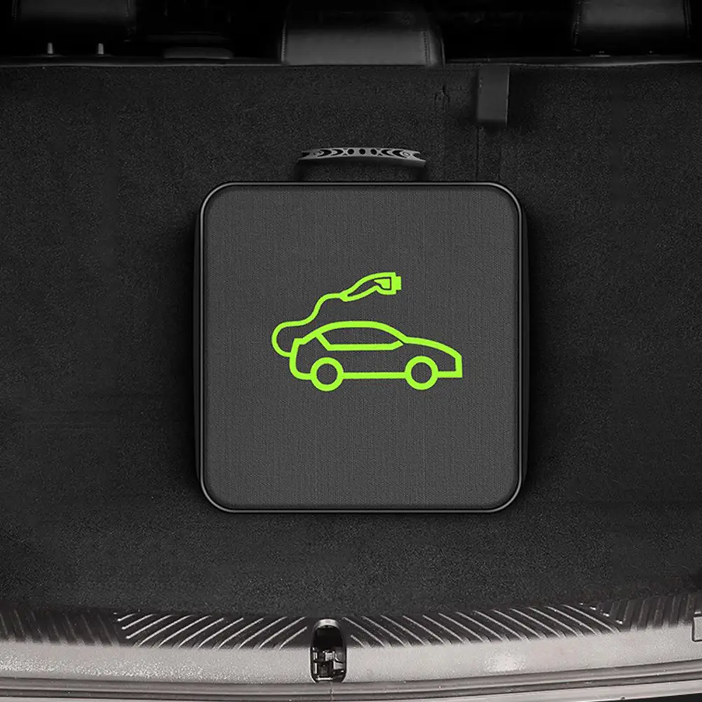 EV Car Battery Jumper Cable Bag Fireproof EV Car Rechargeable Gun Storage Organizer for Electric Vehicles Charging Cables Plugs