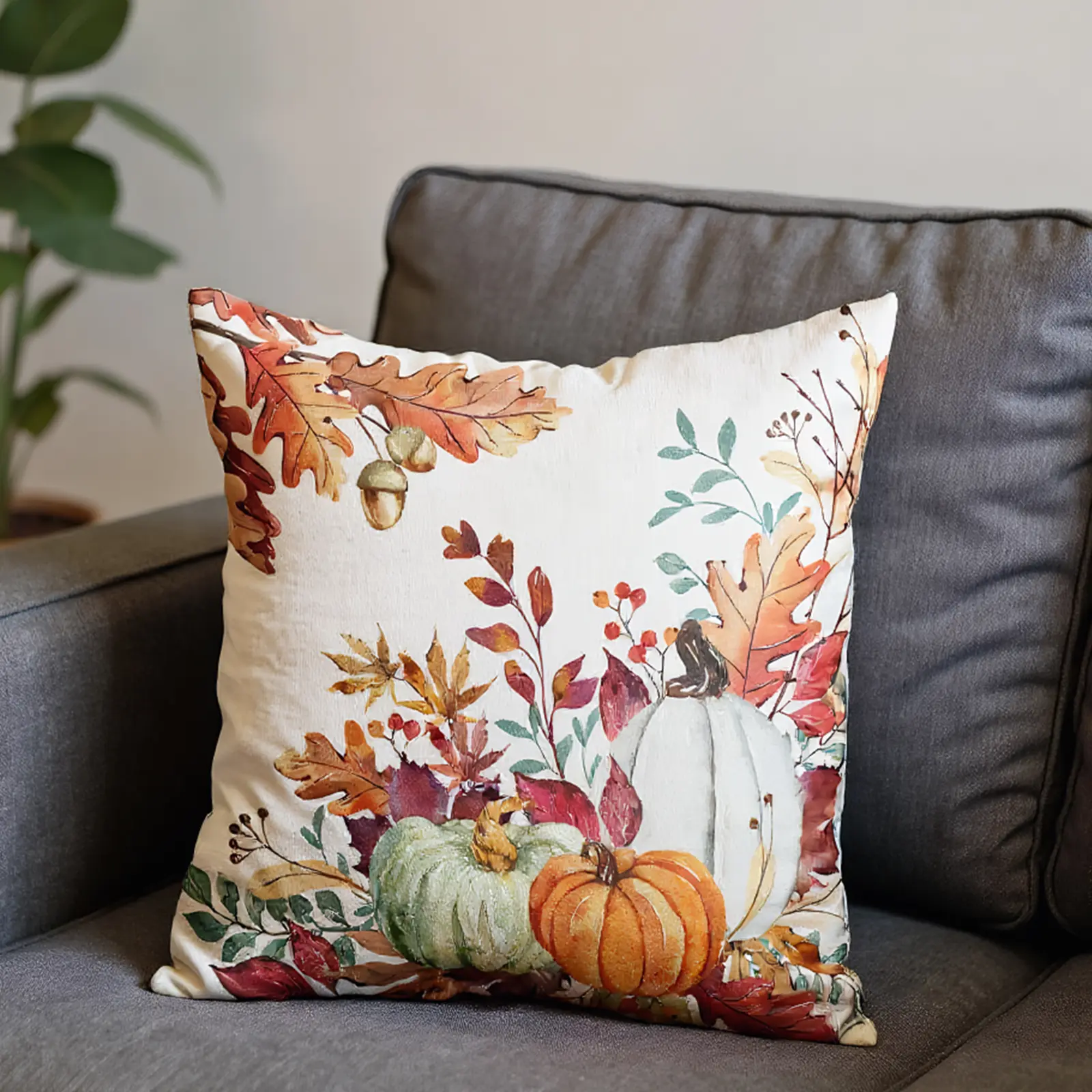 2PCS Halloween Pumpkin Pillowcase Wear Resist Pumpkin Print Cushion Cover Sofa Linen Pillow Covers for Porch Patio Apartment