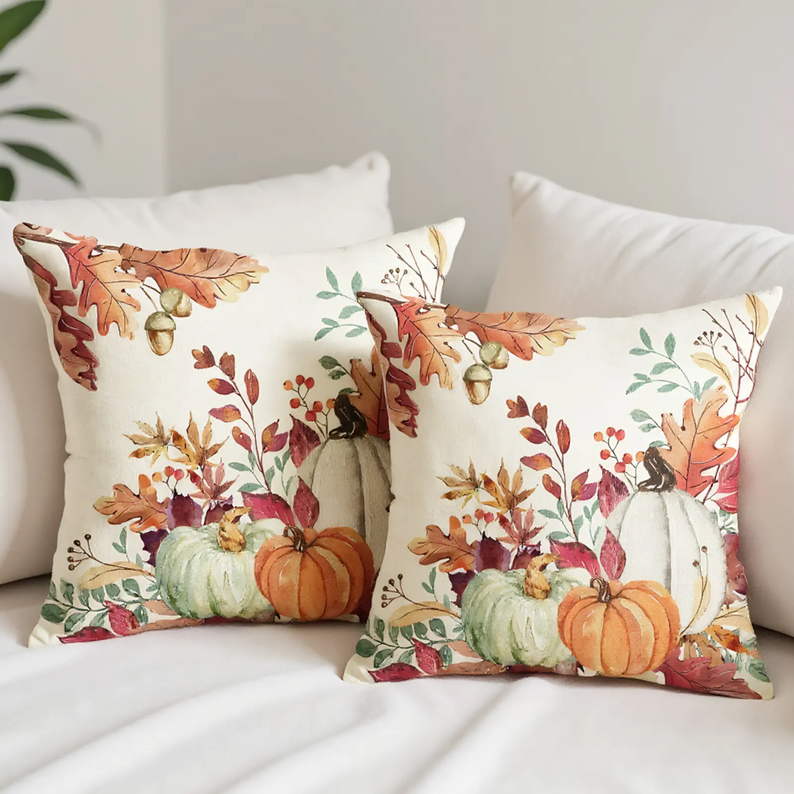 2PCS Halloween Pumpkin Pillowcase Wear Resist Pumpkin Print Cushion Cover Sofa Linen Pillow Covers for Porch Patio Apartment