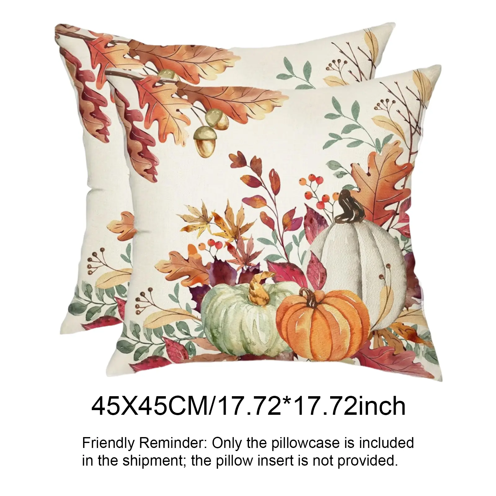 2PCS Halloween Pumpkin Pillowcase Wear Resist Pumpkin Print Cushion Cover Sofa Linen Pillow Covers for Porch Patio Apartment