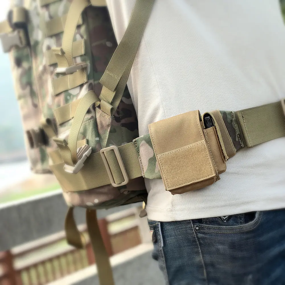 Nylon Molle Pouch Waist Bag Multifunctional Mini Smartphone Strap Pack Portable Molle Waist Bag with Buttons for Outdoor Camping