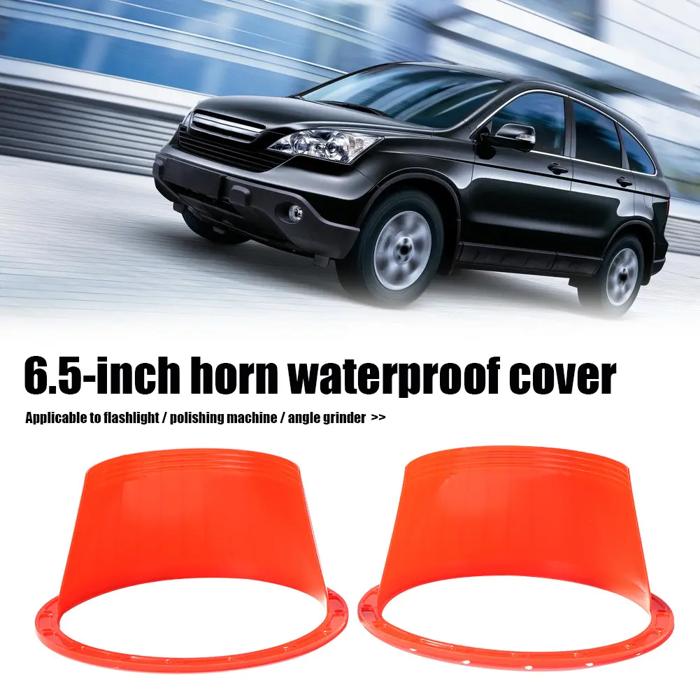 2Pcs 6.5Inch Car Audio Refit Speaker Waterproof Cover Red Speaker Soft Waterproof Cover Universal Horn Waterproof Cover
