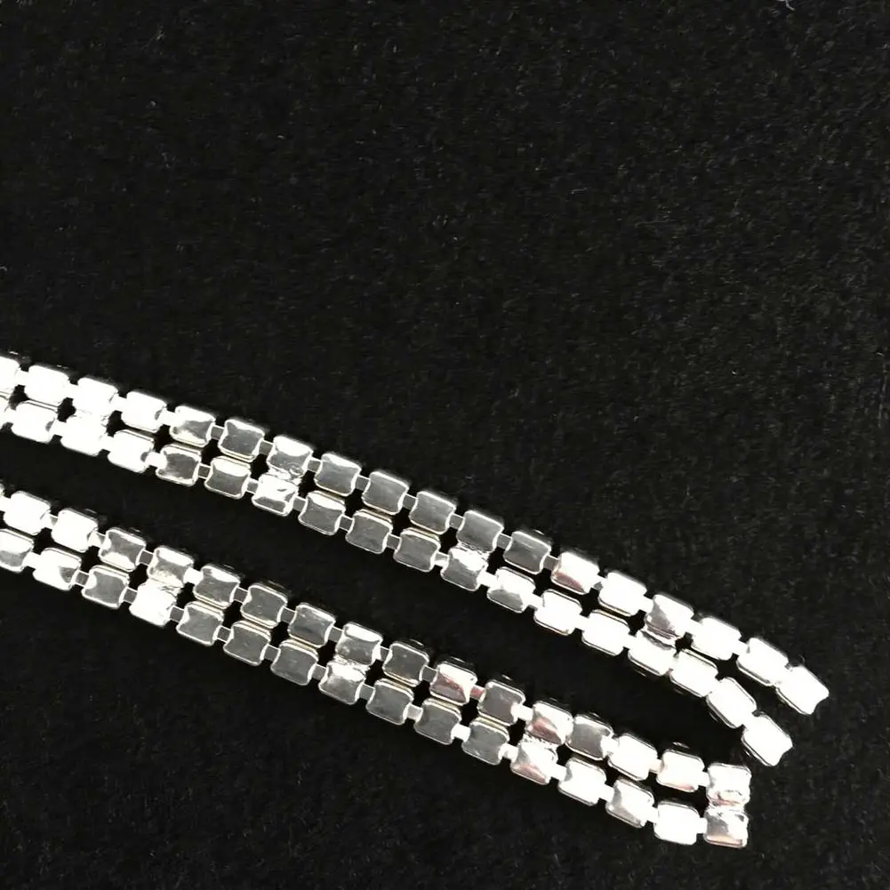 Rhinestone 2-Row Close Chain Trims Silver x 1 yard Super Flash Rhinestone Chain Home DIY Clothing Sewing Supplies