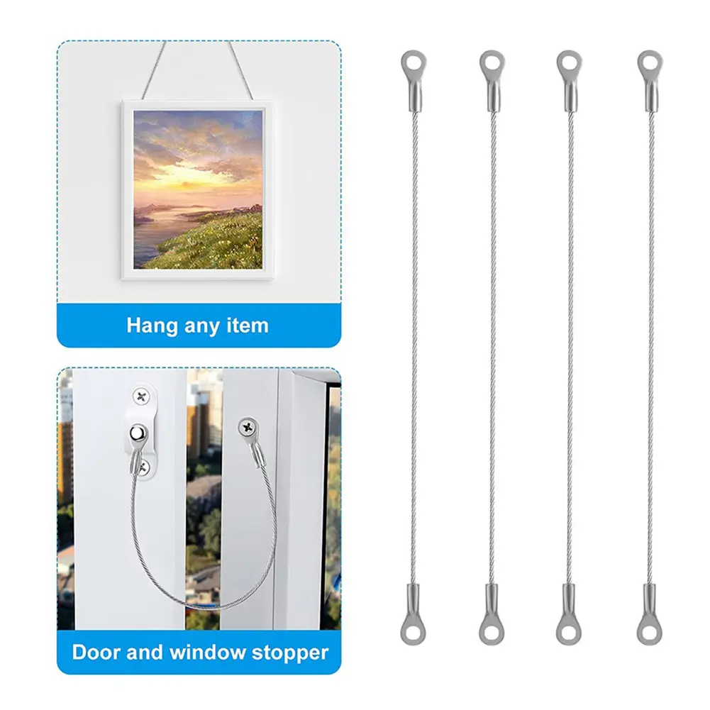 4pcs Stainless Steel Flexible Cupboard Door Window Hinge Limiter Stopper Ropes