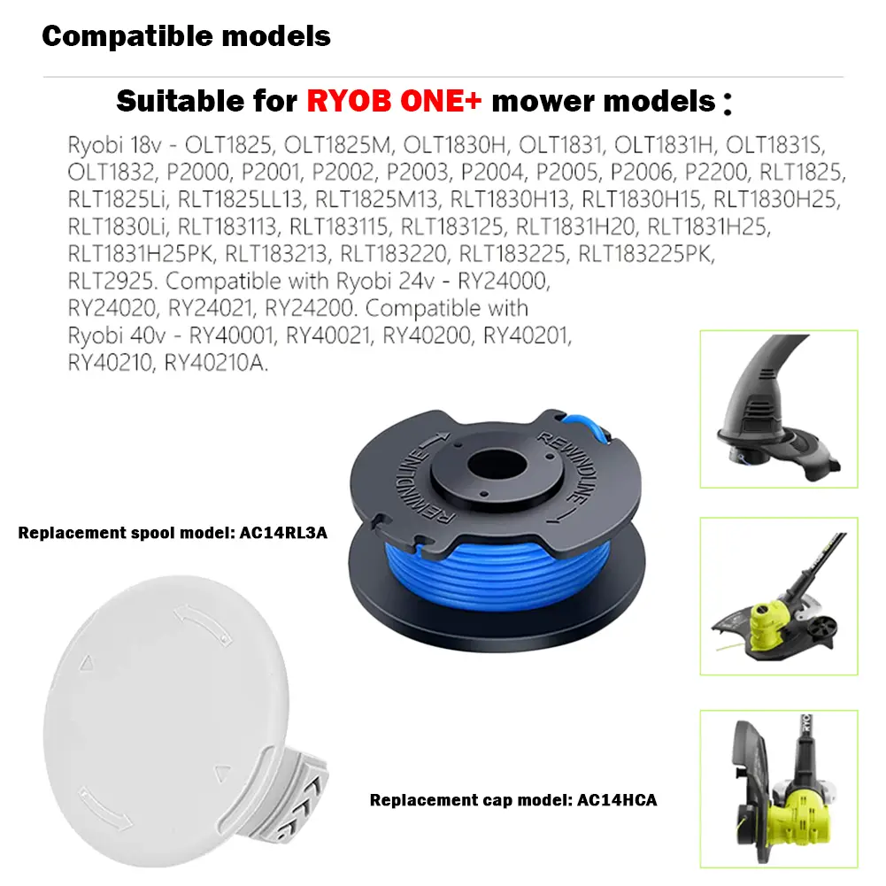 Weed Wacker String Replacement Professional Trimmer String Wear-resistant Multifunctional Equipment for Ryobi AC14RL3A/AC14HCA
