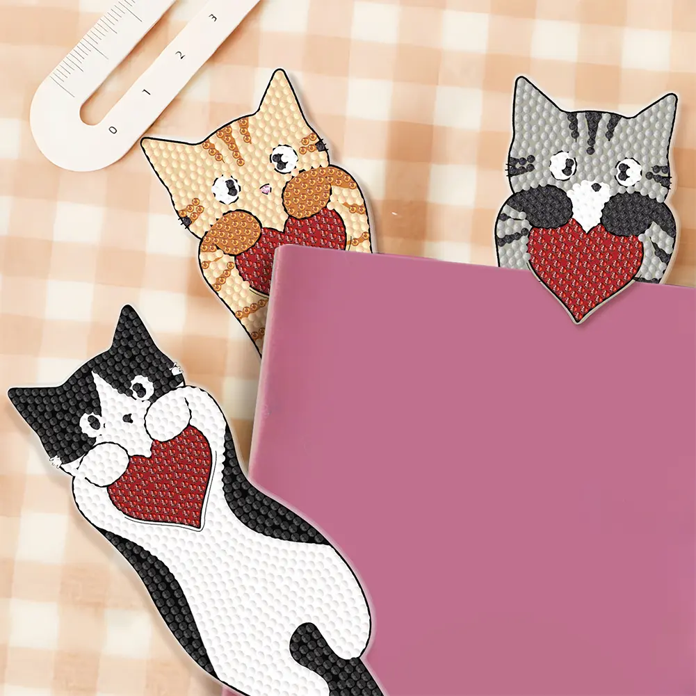 4Pcs Cat Diamond Painting Bookmark DIY Bookmarks Diamond Painting Kits Diamond Painting Bookmark Making Kit for Reading Day Gift