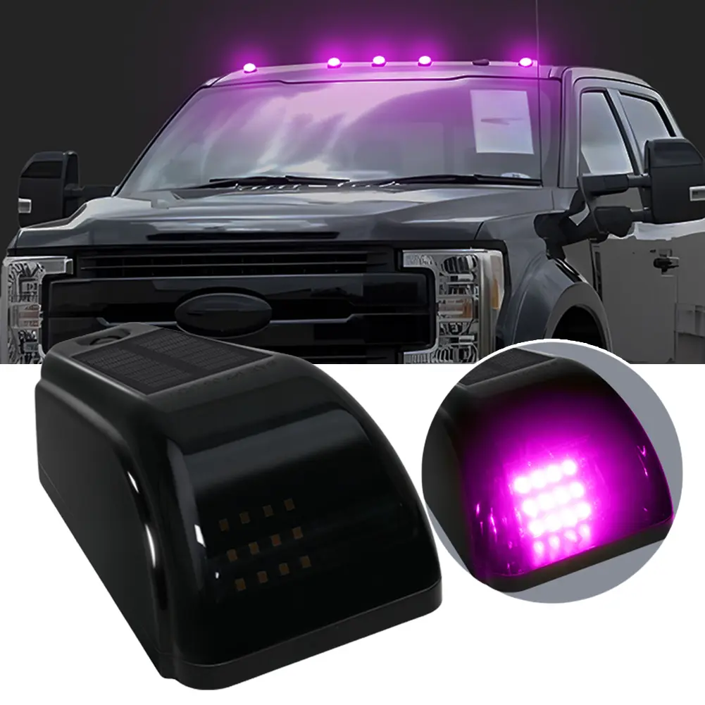LED Solar Powered Cab Lights Wear Resist Wireless Truck Roof Lights Universal Alarm Lamp for Pickup Trucks SUV Motorcycles