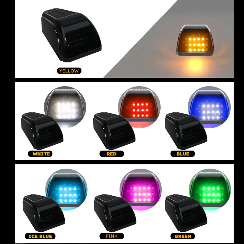 LED Solar Powered Cab Lights Wear Resist Wireless Truck Roof Lights Universal Alarm Lamp for Pickup Trucks SUV Motorcycles