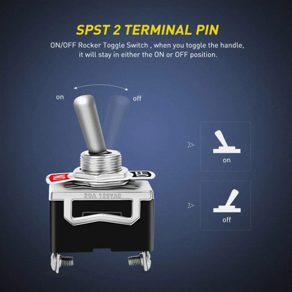 Rocker Switch Metal Car Boat On Off 12V Toggle Flick Switch Heavy Duty with Waterproof Cover Auto Toggle Switch SPST Terminal