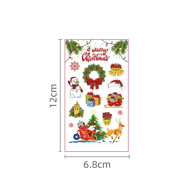 10pcs/pack  Christmas Temporary Tattoo Stickers Santa Claus Snowman Tattoo Children Body Art Tattoo Christmas Eve Decor