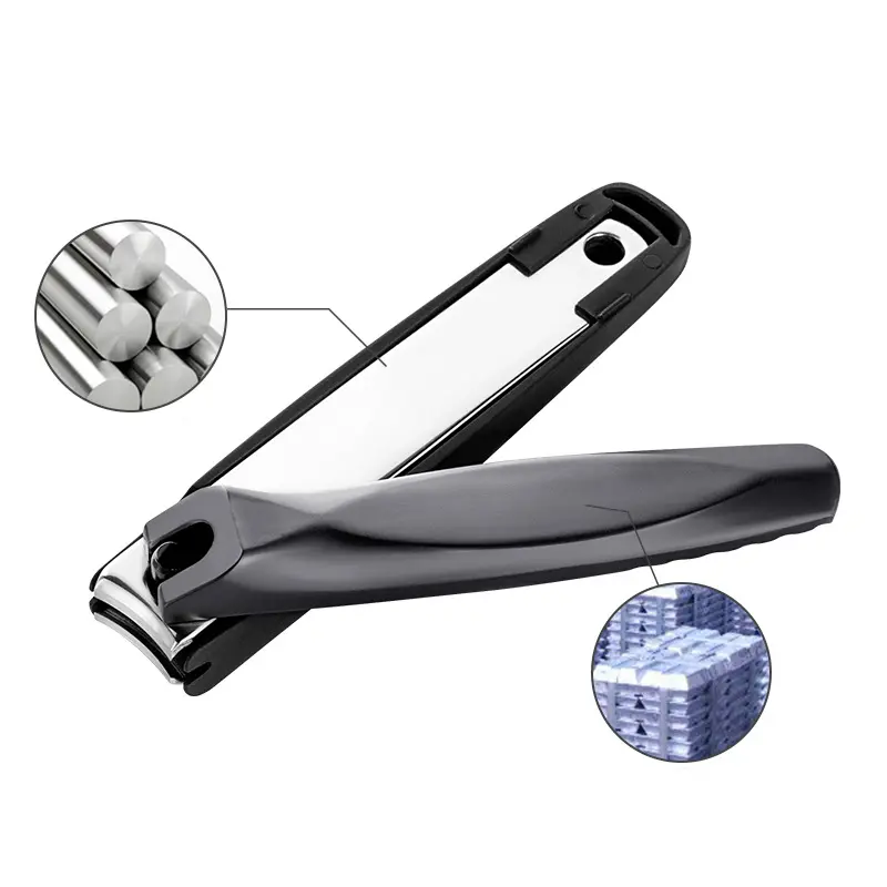 New Black Nail Clipper Mirror Light Clamp Nail Clipper with Plastic Anti-splash Sheath Nail Clipper