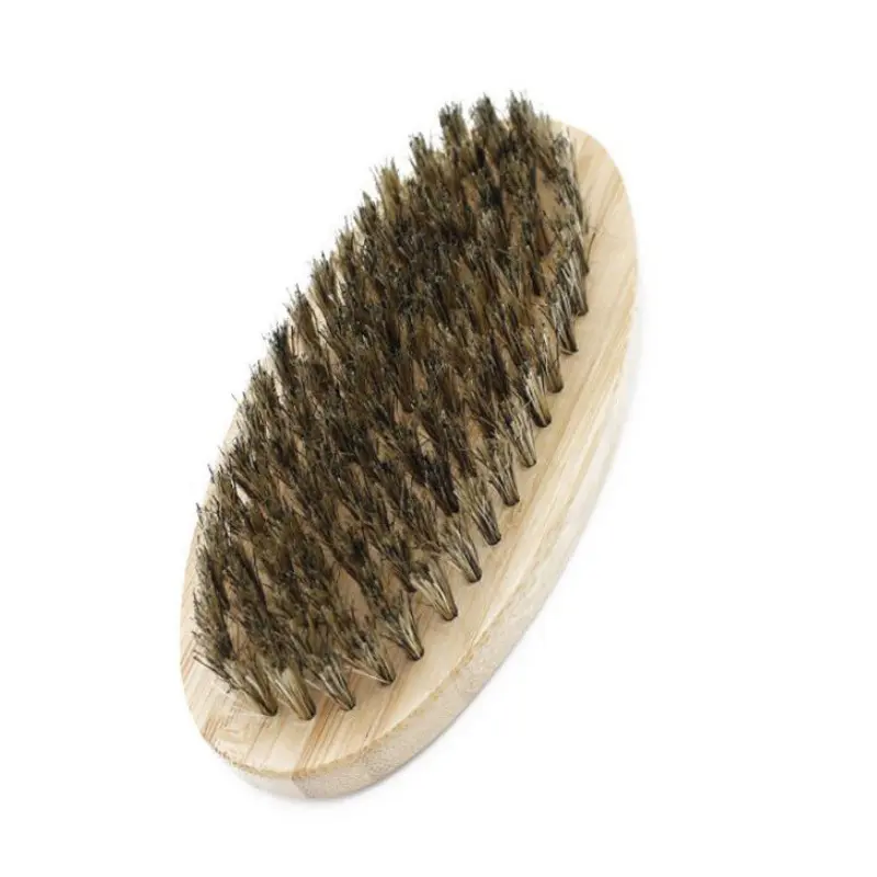 Mens Natural Boar Hair Bristle  Shaving Comb Hard Round Wood Handle Beard Mustache Brush Set