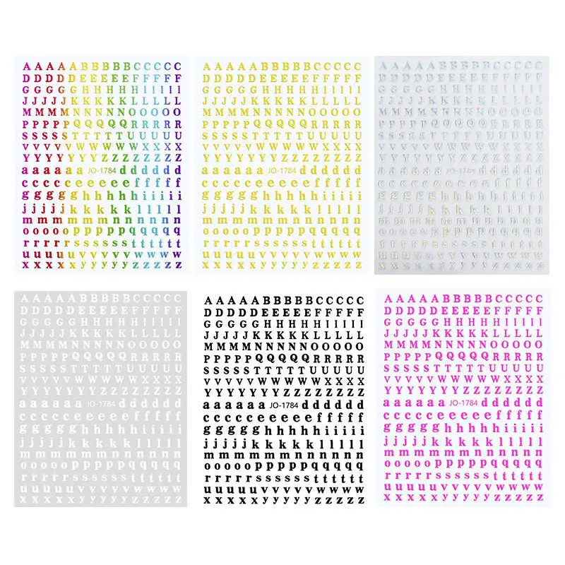 1 Sheet Roman 26 English Alphabet Number Self-adhesive Nail Art Decal Sticker Word Small Letter Nail Tattoos Decal Stickers
