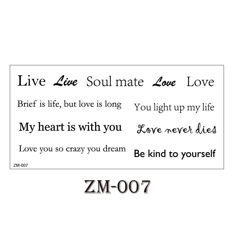 1 Sheet English Letter Temporary Tattoos for Men Women Body Art Tattoos Sticker Waterproof for Temporary Tattoos